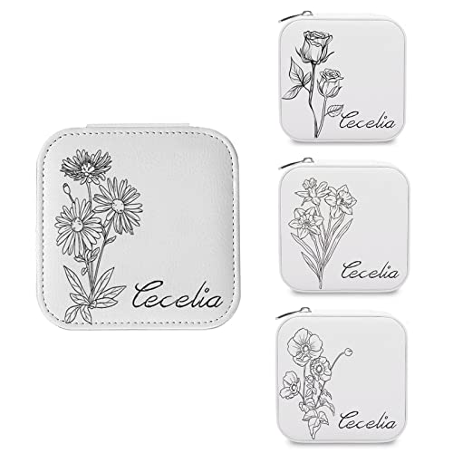 Naispanda Personalisierte Namen Schmuckkästchen PU-Leder Schmuckschatulle Reise Jewelry Organizer für Ringe,Halskette,Ohrringe,Kopfbedeckunge,Geschenk für Mädchen Freundinnen Muttertag von Naispanda