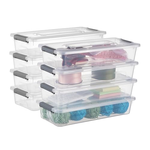 Naivees Kunststoff-Aufbewahrungsbehälter, transparente Aufbewahrungsbehälter mit grauem Griff, Organizer-Box mit robusten Deckeln, stapelbare Behälter für die Organisation von Handwerk und Werkzeugen Naivees Kunststoff-Aufbewahrungsbehälter, transparente Aufbewahrungsbehälter mit grauem Griff, Organizer-Box mit robusten Deckeln, stapelbare Behälter für die Organisation von Handwerk und Werkzeugen von Naivees