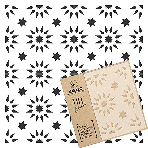 NAKLEO Fliesen Schablone zum Malen 25x25 cm, Aldeia Sonne Geometrischer Stern Dreieck Modern, Kunststoff Wiederverwendbare Bodenschablone DIY, Holz Möbel Wand Dekoration - Terrakotta NAKLEO Fliesen Schablone zum Malen 25x25 cm, Aldeia Sonne Geometrischer Stern Dreieck Modern, Kunststoff Wiederverwendbare Bodenschablone DIY, Holz Möbel Wand Dekoration - Terrakotta von Nakleo