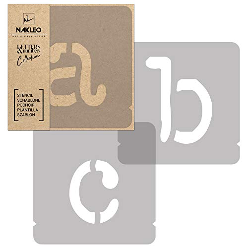 NAKLEO Alphabet Malschablonen Set 42 Stück, 14 cm Buchstaben & Zahlen Typewriter Klein Schriftart, Wiederverwendbare Kunststoff Stencil, DIY Handwerk Holz Möbel Wand Dekoration von Nakleo
