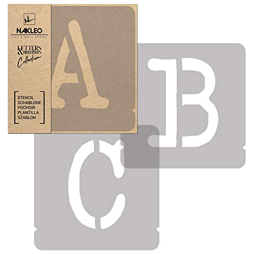 NAKLEO Alphabet Malschablonen Set 42 Stück, 7 cm Buchstaben & Zahlen Typewriter Capital Schriftart, Wiederverwendbare Kunststoff Stencil, DIY Handwerk Holz Möbel Wand Dekoration NAKLEO Alphabet Malschablonen Set 42 Stück, 7 cm Buchstaben & Zahlen Typewriter Capital Schriftart, Wiederverwendbare Kunststoff Stencil, DIY Handwerk Holz Möbel Wand Dekoration von Nakleo