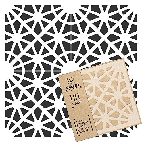 NAKLEO Fliesen Schablone zum Malen 30x30 cm, Bairro Spanische Maurische Blume Marokkanisch, Kunststoff Wiederverwendbare Bodenschablone DIY, Holz Möbel Wand Dekoration - Terrakotta NAKLEO Fliesen Schablone zum Malen 30x30 cm, Bairro Spanische Maurische Blume Marokkanisch, Kunststoff Wiederverwendbare Bodenschablone DIY, Holz Möbel Wand Dekoration - Terrakotta von Nakleo