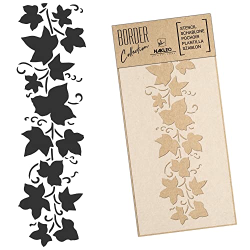 NAKLEO Bordüre Große Schablone zum Malen 45x95 cm, Efeu Kletterpflanze Blumen Muster, Kunstoff Wiederverwendbare Wandchablone, Handwerk DIY Dekoration, Stoff Möbel Holz Papier NAKLEO Bordüre Große Schablone zum Malen 45x95 cm, Efeu Kletterpflanze Blumen Muster, Kunstoff Wiederverwendbare Wandchablone, Handwerk DIY Dekoration, Stoff Möbel Holz Papier von Nakleo
