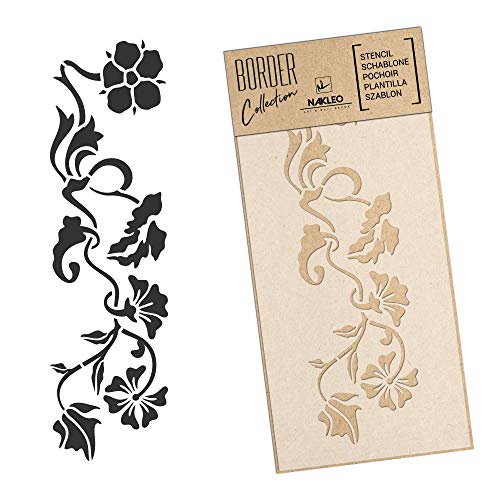 NAKLEO Bordüre Schablone zum Malen 21x45 cm, Blume Gürtel Ornament Muster, Kunstoff Wiederverwendbare Wandchablone, Handwerk DIY Dekoration, Stoff Möbel Holz Papier NAKLEO Bordüre Schablone zum Malen 21x45 cm, Blume Gürtel Ornament Muster, Kunstoff Wiederverwendbare Wandchablone, Handwerk DIY Dekoration, Stoff Möbel Holz Papier von Nakleo