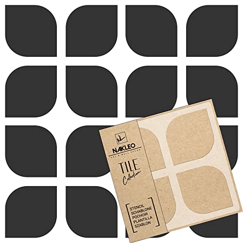 NAKLEO Fliesen Schablone zum Malen 30x30 cm, Teruel Geometrisches Retro Ornament, Kunststoff Wiederverwendbare Bodenschablone DIY, Holz Möbel Wand Dekoration von Nakleo