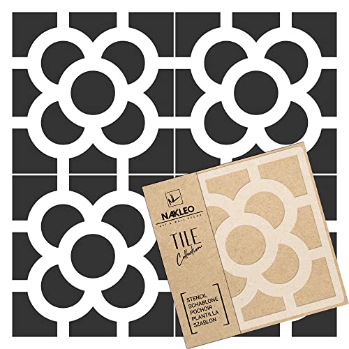 NAKLEO Fliesen Schablone zum Malen 10x10 cm, Ravenna Jetel Blumiges Ornament, Kunststoff Wiederverwendbare Bodenschablone DIY, Holz Möbel Wand Dekoration NAKLEO Fliesen Schablone zum Malen 10x10 cm, Ravenna Jetel Blumiges Ornament, Kunststoff Wiederverwendbare Bodenschablone DIY, Holz Möbel Wand Dekoration von Nakleo