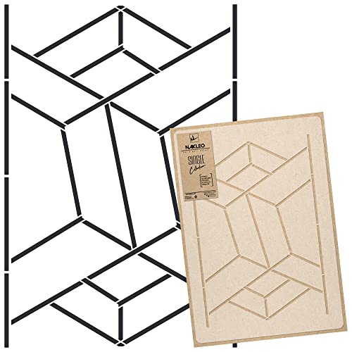 NAKLEO Große Malschablonen 43x64 cm, Art Deco Linien Muster, Wiederverwendbare Kunststoff Wandschablone DIY Handwerk, Holz Möbel Boden Stoff von Nakleo
