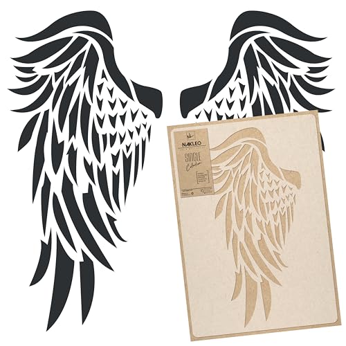 NAKLEO Große Malschablonen 43x64 cm, Flügel Engel Muster, Wiederverwendbare Kunststoff Wandschablone DIY Handwerk, Holz Möbel Boden Stoff von Nakleo