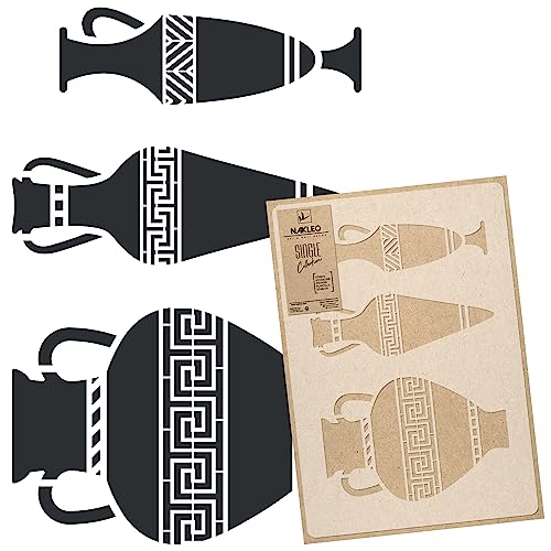 NAKLEO Große Malschablonen 43x64 cm, Griechische Vase Amphora Muster, Wiederverwendbare Kunststoff Wandschablone DIY Handwerk, Holz Möbel Boden Stoff von Nakleo