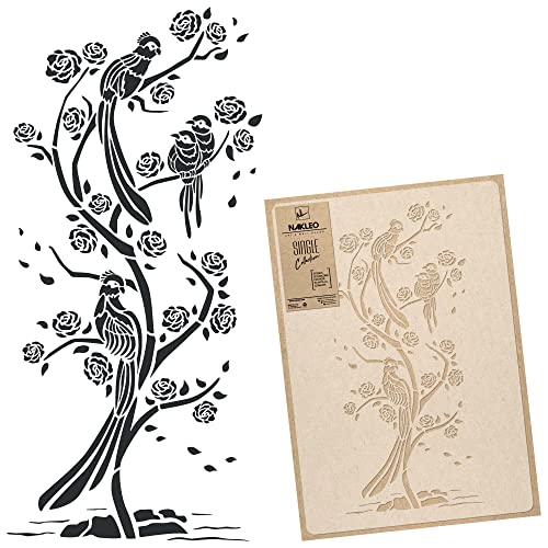NAKLEO Große Malschablonen 43x89 cm, Chinoiserie Pfau Orientalisch Baum Muster, Wiederverwendbare Kunststoff Wandschablone, Dekoration DIY Handwerk, Holz Wand Stoff Stein NAKLEO Große Malschablonen 43x89 cm, Chinoiserie Pfau Orientalisch Baum Muster, Wiederverwendbare Kunststoff Wandschablone, Dekoration DIY Handwerk, Holz Wand Stoff Stein von Nakleo