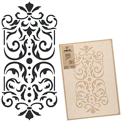 NAKLEO Große Malschablonen 59x95 cm, Klassisch Barock Ornament Muster, Wiederverwendbare Kunststoff Wandschablone DIY Handwerk, Holz Möbel Boden Stoff von Nakleo