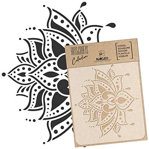 NAKLEO Malschablone für Handwerk A3 30x42cm, Indische Lotusblume Pflanze Muster, Wiederverwendbare Kunststoff DIY & Scrapbooking Zeichenschablone, Decoupage Kunst Vorlage, Wand Stoff Möbel Holz NAKLEO Malschablone für Handwerk A3 30x42cm, Indische Lotusblume Pflanze Muster, Wiederverwendbare Kunststoff DIY & Scrapbooking Zeichenschablone, Decoupage Kunst Vorlage, Wand Stoff Möbel Holz von Nakleo