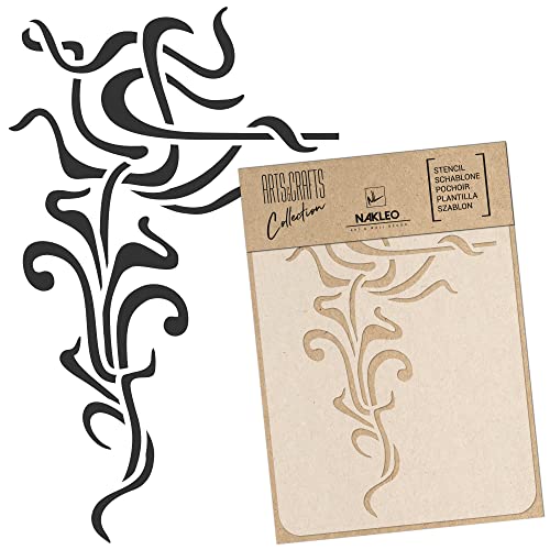 NAKLEO Malschablone für Handwerk A4 21x30cm, Jugendstil Verzierung Elegant Muster, Wiederverwendbare Kunststoff DIY & Scrapbooking Zeichenschablone, Decoupage Kunst Vorlage, Wand Stoff Möbel Holz von Nakleo