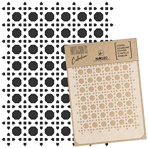 NAKLEO Malschablone für Handwerk A4 21x30cm, Rattan Boho Rotang Muster, Wiederverwendbare Kunststoff DIY & Scrapbooking Zeichenschablone, Decoupage Kunst Vorlage, Wand Stoff Möbel Holz NAKLEO Malschablone für Handwerk A4 21x30cm, Rattan Boho Rotang Muster, Wiederverwendbare Kunststoff DIY & Scrapbooking Zeichenschablone, Decoupage Kunst Vorlage, Wand Stoff Möbel Holz von Nakleo