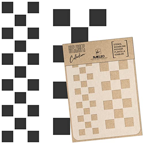 NAKLEO Malschablone für Handwerk A4 21x30cm, Schachbrett Quadrat Retro Muster, Wiederverwendbare Kunststoff DIY & Scrapbooking Zeichenschablone, Decoupage Kunst Vorlage, Wand Stoff Möbel Holz NAKLEO Malschablone für Handwerk A4 21x30cm, Schachbrett Quadrat Retro Muster, Wiederverwendbare Kunststoff DIY & Scrapbooking Zeichenschablone, Decoupage Kunst Vorlage, Wand Stoff Möbel Holz von Nakleo