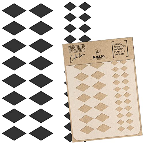 NAKLEO Malschablone für Handwerk A5 15x21cm, Diamanten Raute Geometrisch Muster, Wiederverwendbare Kunststoff DIY & Scrapbooking Zeichenschablone, Decoupage Kunst Vorlage, Wand Stoff Möbel Holz NAKLEO Malschablone für Handwerk A5 15x21cm, Diamanten Raute Geometrisch Muster, Wiederverwendbare Kunststoff DIY & Scrapbooking Zeichenschablone, Decoupage Kunst Vorlage, Wand Stoff Möbel Holz von Nakleo