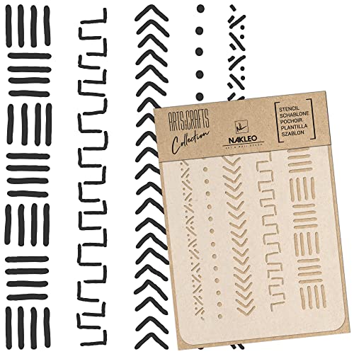NAKLEO Malschablone für Handwerk A5 15x21cm, Schlammtuch Afrikanisch Boho Muster, Wiederverwendbare Kunststoff DIY & Scrapbooking Zeichenschablone, Decoupage Kunst Vorlage, Wand Stoff Möbel Holz NAKLEO Malschablone für Handwerk A5 15x21cm, Schlammtuch Afrikanisch Boho Muster, Wiederverwendbare Kunststoff DIY & Scrapbooking Zeichenschablone, Decoupage Kunst Vorlage, Wand Stoff Möbel Holz von Nakleo