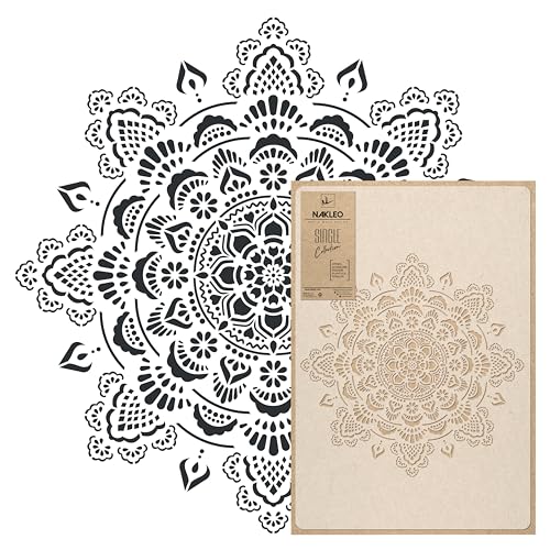 NAKLEO Mandala Große Malschablonen, Durchmesser 56 cm, Boho Mandala Schablone, Wiederverwendbare Kunststoff Wandschablone DIY, geometrische Mandala-Muster für Malerei Wand Boden Holz Stoff Möbel von Nakleo