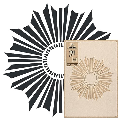 NAKLEO Mandala Große Malschablonen Durchmesser 39 cm - S, Sonniger Kreis Geometrisches Ornament, Wiederverwendbare Kunststoff Wandschablone DIY Handwerk, Holz Möbel Boden Stoff von Nakleo