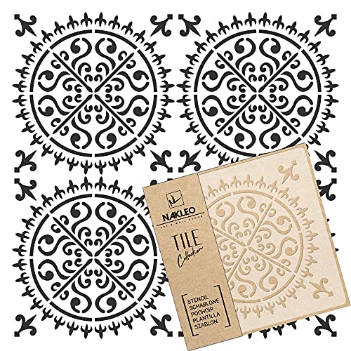 NAKLEO Fliesen Schablone zum Malen 20x20 cm, Palencia Geometric Retro Circle, Kunststoff Wiederverwendbare Bodenschablone DIY, Holz Möbel Wand Dekoration NAKLEO Fliesen Schablone zum Malen 20x20 cm, Palencia Geometric Retro Circle, Kunststoff Wiederverwendbare Bodenschablone DIY, Holz Möbel Wand Dekoration von Nakleo