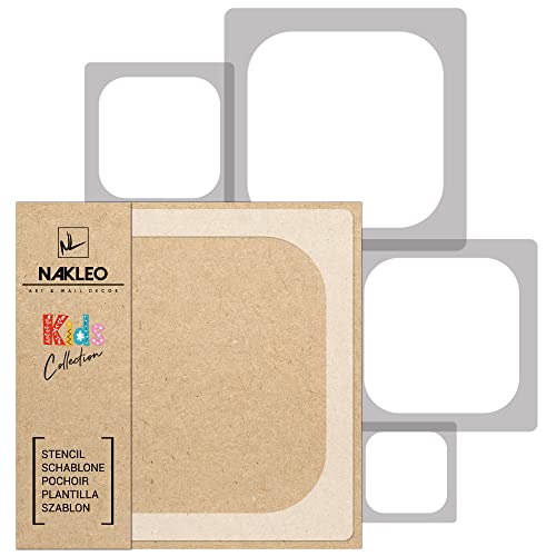 NAKLEO Schablonen Malen für Kinder, 5 Stück Set 9x9 bis 34x34cm Abgerundet Quadratisch Retro, Wiederverwendbare Kunstoff Kinderzimmer Malvorlage Raumdekoration, Basteln DIY Wand Möbel Papier NAKLEO Schablonen Malen für Kinder, 5 Stück Set 9x9 bis 34x34cm Abgerundet Quadratisch Retro, Wiederverwendbare Kunstoff Kinderzimmer Malvorlage Raumdekoration, Basteln DIY Wand Möbel Papier von Nakleo