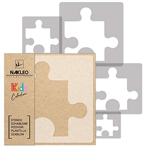 NAKLEO Schablonen Malen für Kinder, 5 Stück Set 9x9 bis 34x34cm Puzzle Element Stichsäge, Wiederverwendbare Kunststoff für Kinderzimmer Malvorlage Raumdekoration, Basteln DIY Wand Möbel Papier NAKLEO Schablonen Malen für Kinder, 5 Stück Set 9x9 bis 34x34cm Puzzle Element Stichsäge, Wiederverwendbare Kunststoff für Kinderzimmer Malvorlage Raumdekoration, Basteln DIY Wand Möbel Papier von Nakleo