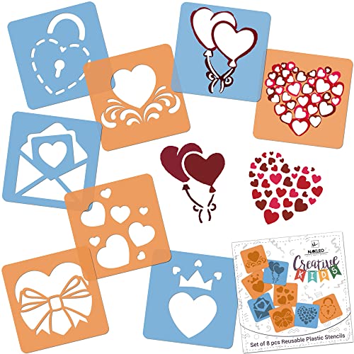 NAKLEO Schablonen Malen für Kinder, 8 Stück Set 15x15cm Liebe Herzen, Kinder Kreatives Zeichenschablonen, Kunststoff Wiederverwendbar Malschablone DIY Handwerk, Papier Wand Holz Stoff NAKLEO Schablonen Malen für Kinder, 8 Stück Set 15x15cm Liebe Herzen, Kinder Kreatives Zeichenschablonen, Kunststoff Wiederverwendbar Malschablone DIY Handwerk, Papier Wand Holz Stoff von Nakleo