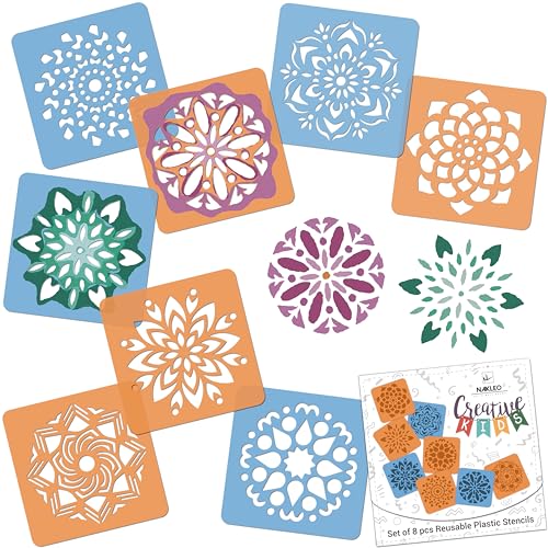 NAKLEO Schablonen Malen für Kinder, 8 Stück Set 15x15cm Mandalas Rangolis, Kinder Kreatives Zeichenschablonen, Kunststoff Wiederverwendbar Malschablone DIY Handwerk, Papier Wand Holz Stoff NAKLEO Schablonen Malen für Kinder, 8 Stück Set 15x15cm Mandalas Rangolis, Kinder Kreatives Zeichenschablonen, Kunststoff Wiederverwendbar Malschablone DIY Handwerk, Papier Wand Holz Stoff von Nakleo
