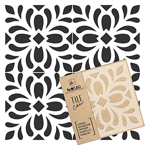 NAKLEO Fliesen Schablone zum Malen 10x10 cm, Magros Spanische Maurische Blume Marokkanisch, Kunststoff Wiederverwendbare Bodenschablone DIY, Holz Möbel Wand Dekoration - Terrakotta NAKLEO Fliesen Schablone zum Malen 10x10 cm, Magros Spanische Maurische Blume Marokkanisch, Kunststoff Wiederverwendbare Bodenschablone DIY, Holz Möbel Wand Dekoration - Terrakotta von Nakleo