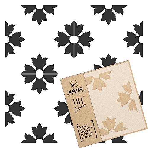 NAKLEO Fliesen Schablone zum Malen 20x20 cm, Turiz Spanische Maurische Blume Marokkanisch, Kunststoff Wiederverwendbare Bodenschablone DIY, Holz Möbel Wand Dekoration - Terrakotta NAKLEO Fliesen Schablone zum Malen 20x20 cm, Turiz Spanische Maurische Blume Marokkanisch, Kunststoff Wiederverwendbare Bodenschablone DIY, Holz Möbel Wand Dekoration - Terrakotta von Nakleo