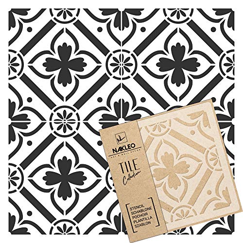 NAKLEO Fliesen Schablone zum Malen 45x45 cm, Romeira Spanische Maurische Blume Marokkanisch, Kunststoff Wiederverwendbare Große Bodenschablone DIY, Holz Möbel Wand Dekoration - Terrakotta NAKLEO Fliesen Schablone zum Malen 45x45 cm, Romeira Spanische Maurische Blume Marokkanisch, Kunststoff Wiederverwendbare Große Bodenschablone DIY, Holz Möbel Wand Dekoration - Terrakotta von Nakleo