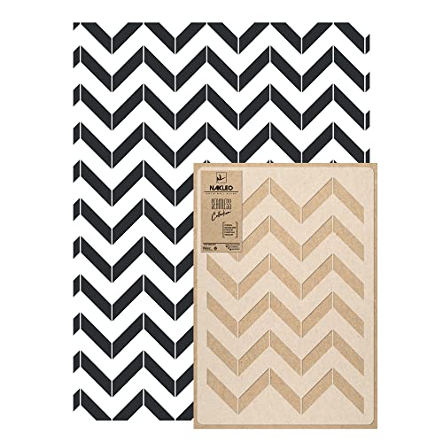 NAKLEO Wandschablone Groß Muster, Malschablone 59x95cm Chevron Zickzack Sparren Wiederverwendbare Kunststoff, Geometrische Tapete Wandgestaltung, DIY Craft, Holz Möbel Boden Stoff von Nakleo