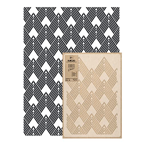NAKLEO Wandschablone Groß Muster, Malschablone 59x95cm Gatsby Art Deco Wiederverwendbare Kunststoff, Geometrische Tapete Wandgestaltung, DIY Craft, Holz Möbel Boden Stoff von Nakleo
