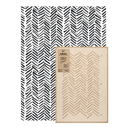 NAKLEO Wandschablone Groß Muster, Malschablone 59x95cm Pinselstrichen Fischgrätenmuster Sparren Wiederverwendbare Kunststoff, Geometrische Tapete Wandgestaltung, DIY Craft, Holz Möbel Boden Stoff NAKLEO Wandschablone Groß Muster, Malschablone 59x95cm Pinselstrichen Fischgrätenmuster Sparren Wiederverwendbare Kunststoff, Geometrische Tapete Wandgestaltung, DIY Craft, Holz Möbel Boden Stoff von Nakleo