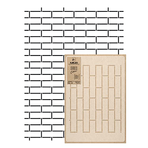 NAKLEO Wandschablone Groß Muster, Malschablone 59x95cm Ziegelwand Nachahmung Wiederverwendbare Kunststoff, Geometrische Tapete Wandgestaltung, DIY Craft, Holz Möbel Boden Stoff von Nakleo