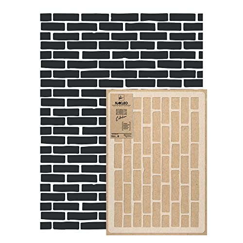 NAKLEO Wandschablone Groß Muster, Malschablone 59x95cm Ziegelwand Nachahmung Wiederverwendbare Kunststoff, Geometrische Tapete Wandgestaltung, DIY Craft, Holz Möbel Boden Stoff von Nakleo