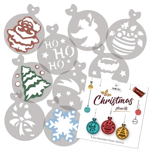 NAKLEO Weihnachten Kuchen Dekorieren Schablonen, 9 Stück Set 9x9cm, Wiederverwendbare Kunststoff Keksschablonen, Weihnachst Plätzchenschablonen DIY Dekoration, Kekse Torten Fondant Dessert Cupcake NAKLEO Weihnachten Kuchen Dekorieren Schablonen, 9 Stück Set 9x9cm, Wiederverwendbare Kunststoff Keksschablonen, Weihnachst Plätzchenschablonen DIY Dekoration, Kekse Torten Fondant Dessert Cupcake von Nakleo