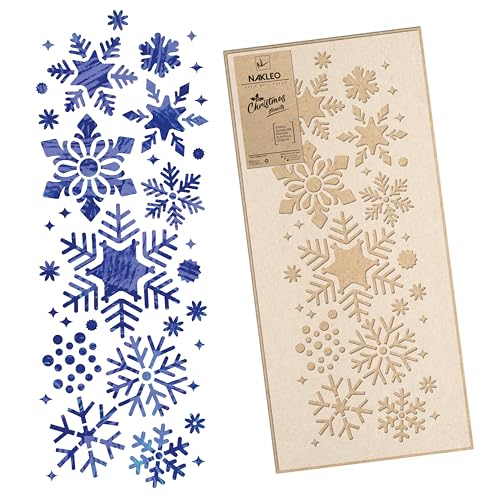 NAKLEO Weihnachten Malschablone für Kunstschnee Spray, Wiederverwendbare Kunststoff Schneespray Schablone für Fenster Dekoration, M 21x45 cm, Weihnachst Malerei Schablonen, Schneeflocke Bordüre NAKLEO Weihnachten Malschablone für Kunstschnee Spray, Wiederverwendbare Kunststoff Schneespray Schablone für Fenster Dekoration, M 21x45 cm, Weihnachst Malerei Schablonen, Schneeflocke Bordüre von Nakleo