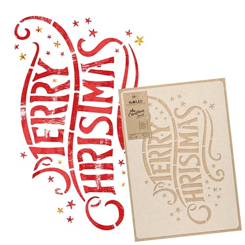 NAKLEO Weihnachten Malschablonen 43x64cm, Wiederverwendbare Kunststoff Frohe Weihnachten Muster für Kunstschnee Spray und Malen, DIY Handwerk Weihnachst Dekoration, Fenster Wand Holz Papier Kart NAKLEO Weihnachten Malschablonen 43x64cm, Wiederverwendbare Kunststoff Frohe Weihnachten Muster für Kunstschnee Spray und Malen, DIY Handwerk Weihnachst Dekoration, Fenster Wand Holz Papier Kart von Nakleo
