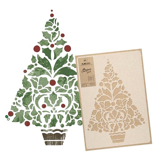 NAKLEO Weihnachten Malschablone für Kunstschnee Spray, Wiederverwendbare Kunststoff Schneespray Schablone für Fenster Dekoration, S 30x42 cm, Weihnachst Malerei Schablonen, Weihnachtsbaum NAKLEO Weihnachten Malschablone für Kunstschnee Spray, Wiederverwendbare Kunststoff Schneespray Schablone für Fenster Dekoration, S 30x42 cm, Weihnachst Malerei Schablonen, Weihnachtsbaum von Nakleo