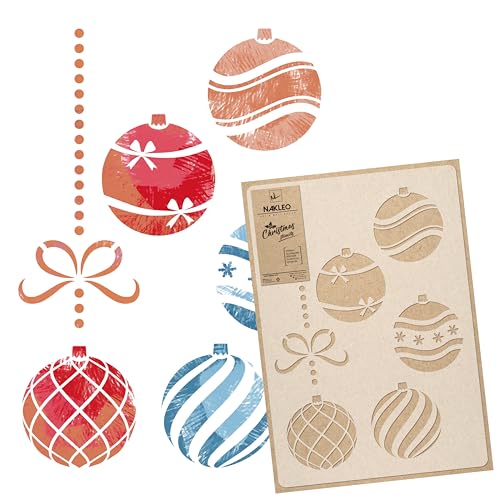 NAKLEO Weihnachten Malschablone für Kunstschnee Spray, Wiederverwendbare Kunststoff Schneespray Schablone für Fenster Dekoration, S 30x42 cm, Weihnachst Malerei Schablonen, Weihnachtskugeln NAKLEO Weihnachten Malschablone für Kunstschnee Spray, Wiederverwendbare Kunststoff Schneespray Schablone für Fenster Dekoration, S 30x42 cm, Weihnachst Malerei Schablonen, Weihnachtskugeln von Nakleo