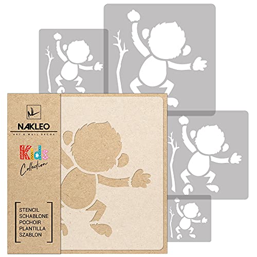 NAKLEO Schablonen Malen für Kinder, 5 Stück Set 9x9 bis 34x34cm Affe Dschungel Tier, Wiederverwendbare Kunstoff Kinderzimmer Malvorlage Raumdekoration, Basteln DIY Wand Möbel Papier NAKLEO Schablonen Malen für Kinder, 5 Stück Set 9x9 bis 34x34cm Affe Dschungel Tier, Wiederverwendbare Kunstoff Kinderzimmer Malvorlage Raumdekoration, Basteln DIY Wand Möbel Papier von Nakleo
