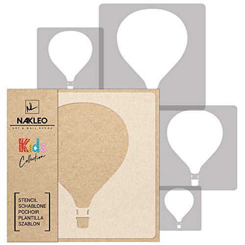NAKLEO Schablonen Malen für Kinder, 5 Stück Set 9x9 bis 34x34cm Ballon Himmel Flug, Wiederverwendbare Kunststoff für Kinderzimmer Malvorlage Raumdekoration, Basteln DIY Wand Möbel Papier NAKLEO Schablonen Malen für Kinder, 5 Stück Set 9x9 bis 34x34cm Ballon Himmel Flug, Wiederverwendbare Kunststoff für Kinderzimmer Malvorlage Raumdekoration, Basteln DIY Wand Möbel Papier von Nakleo