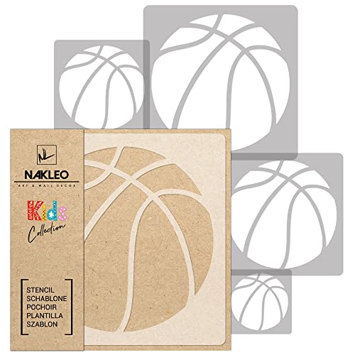 NAKLEO Schablonen Malen für Kinder, 5 Stück Set 9x9 bis 34x34cm Basketball Basket Ball, Wiederverwendbare Kunststoff für Kinderzimmer Malvorlage Raumdekoration, Basteln DIY Wand Möbel Papier NAKLEO Schablonen Malen für Kinder, 5 Stück Set 9x9 bis 34x34cm Basketball Basket Ball, Wiederverwendbare Kunststoff für Kinderzimmer Malvorlage Raumdekoration, Basteln DIY Wand Möbel Papier von Nakleo