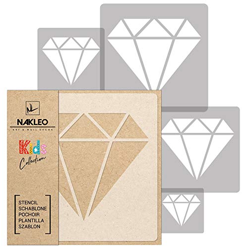 NAKLEO Schablonen Malen für Kinder, 5 Stück Set 9x9 bis 34x34cm Diamant Glamour Glänzend, Wiederverwendbare Kunstoff Kinderzimmer Malvorlage Raumdekoration, Basteln DIY Wand Möbel Papier NAKLEO Schablonen Malen für Kinder, 5 Stück Set 9x9 bis 34x34cm Diamant Glamour Glänzend, Wiederverwendbare Kunstoff Kinderzimmer Malvorlage Raumdekoration, Basteln DIY Wand Möbel Papier von Nakleo