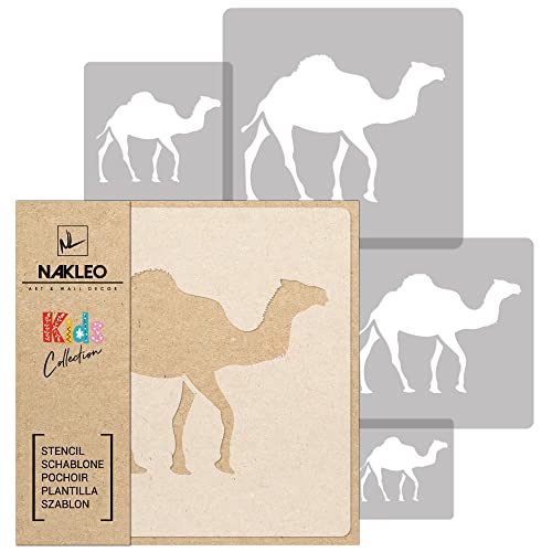 NAKLEO Schablonen Malen für Kinder, 5 Stück Set 9x9 bis 34x34cm Dromedar Kamel Tier, Wiederverwendbare Kunstoff Kinderzimmer Malvorlage Raumdekoration, Basteln DIY Wand Möbel Papier NAKLEO Schablonen Malen für Kinder, 5 Stück Set 9x9 bis 34x34cm Dromedar Kamel Tier, Wiederverwendbare Kunstoff Kinderzimmer Malvorlage Raumdekoration, Basteln DIY Wand Möbel Papier von Nakleo