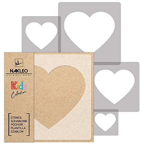 NAKLEO Schablonen Malen für Kinder, 5 Stück Set 9x9 bis 34x34cm Herz Valentinstag Liebe, Wiederverwendbare Kunststoff für Kinderzimmer Malvorlage Raumdekoration, Basteln DIY Wand Möbel Papier NAKLEO Schablonen Malen für Kinder, 5 Stück Set 9x9 bis 34x34cm Herz Valentinstag Liebe, Wiederverwendbare Kunststoff für Kinderzimmer Malvorlage Raumdekoration, Basteln DIY Wand Möbel Papier von Nakleo