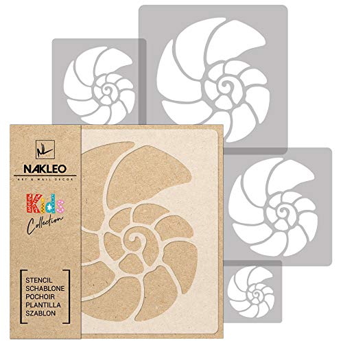 NAKLEO Schablonen Malen für Kinder, 5 Stück Set 9x9 bis 34x34cm Nautilus Muschel Krustentier, Wiederverwendbare Kunstoff Kinderzimmer Malvorlage Raumdekoration, Basteln DIY Wand Möbel Papier NAKLEO Schablonen Malen für Kinder, 5 Stück Set 9x9 bis 34x34cm Nautilus Muschel Krustentier, Wiederverwendbare Kunstoff Kinderzimmer Malvorlage Raumdekoration, Basteln DIY Wand Möbel Papier von Nakleo