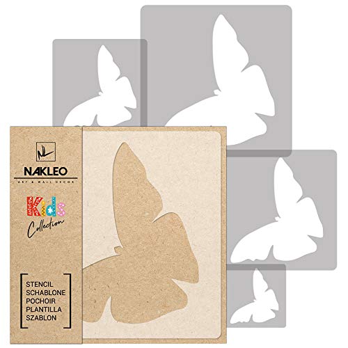 NAKLEO Schablonen Malen für Kinder, 5 Stück Set 9x9 bis 34x34cm Schmetterling Wiese Tier, Wiederverwendbare Kunststoff für Kinderzimmer Malvorlage Raumdekoration, Basteln DIY Wand Möbel Papier NAKLEO Schablonen Malen für Kinder, 5 Stück Set 9x9 bis 34x34cm Schmetterling Wiese Tier, Wiederverwendbare Kunststoff für Kinderzimmer Malvorlage Raumdekoration, Basteln DIY Wand Möbel Papier von Nakleo