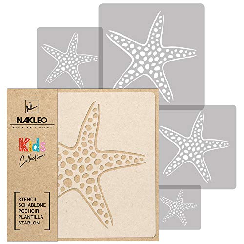 NAKLEO Wiederverwendbare Kunststoff Schablonen Malen Kinder, 5 Stück Set 9x9 bis 34x34cm Seestern Meer Tier, Kinderzimmer Malvorlage Raumdekoration, Basteln DIY Wand Möbel NAKLEO Wiederverwendbare Kunststoff Schablonen Malen Kinder, 5 Stück Set 9x9 bis 34x34cm Seestern Meer Tier, Kinderzimmer Malvorlage Raumdekoration, Basteln DIY Wand Möbel von Nakleo